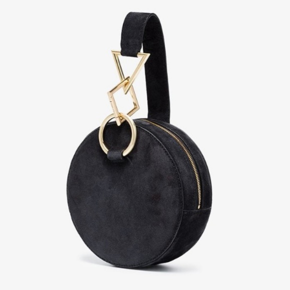 Tara Zadeh | Round Black Suede Clutch - Picture 2 of 3